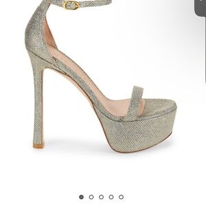 Stuart Weitzman Glittering Silver Platform Heels
